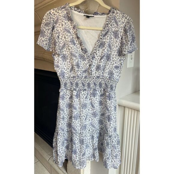 PAIGE Silk Georgette Giannina Mini Dress White/Periwinkle Size XS - Picture 8 of 13